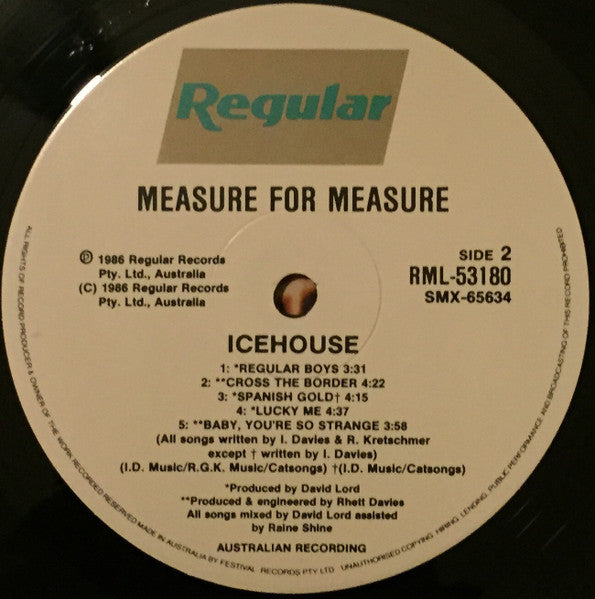 Icehouse – Measure For Measure LP vinyl record, image 6 of 6