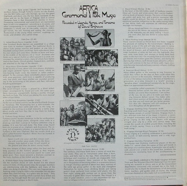 David Fanshawe – Africa - Ceremonial & Folk Music LP vinyl record, image 2 of 4