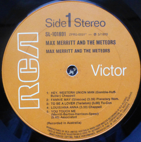 Max Merritt And The Meteors – Max Merritt & The Meteors LP vinyl record, image 4 of 5