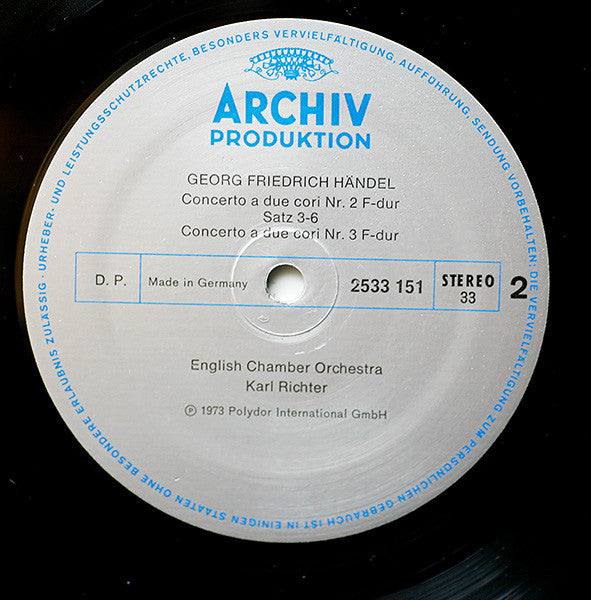 Georg Friedrich Händel, English Chamber Orchestra, Karl Richter – Fireworks Music • Concerti A Due Cori LP vinyl record, image 5 of 5