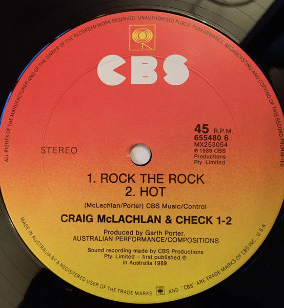 Craig McLachlan & Check 1-2 – Rock The Rock 12" vinyl record, image 4 of 4