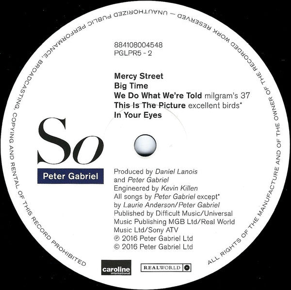 Peter Gabriel – So LP vinyl record, image 4 of 9
