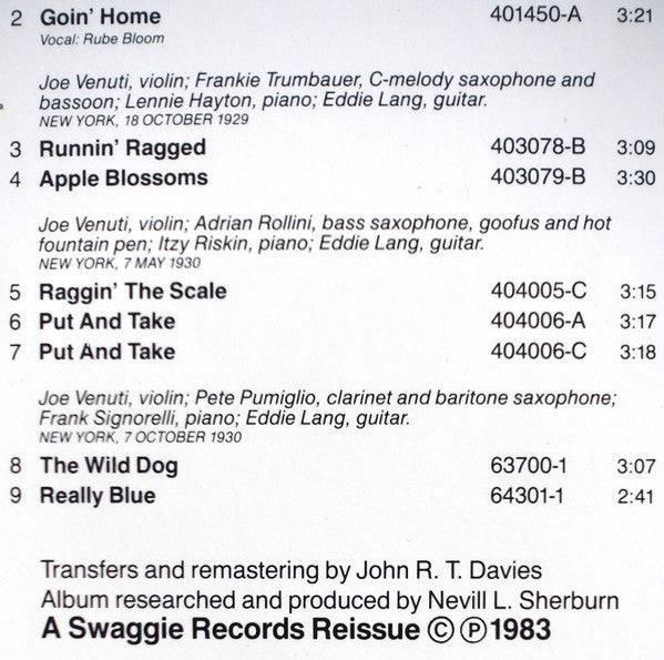 Joe Venuti & Eddie Lang – 1926-1930 LP vinyl record, image 6 of 6