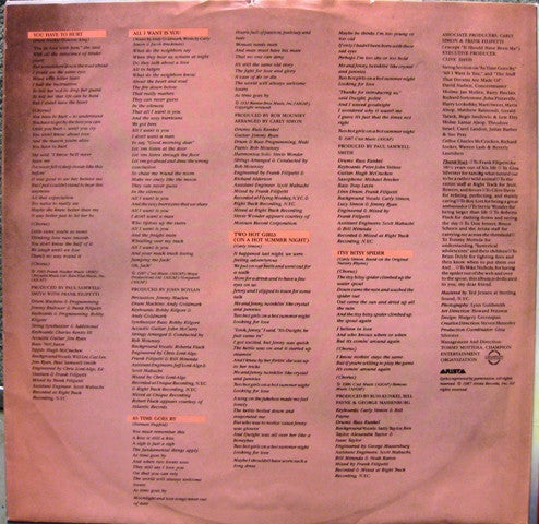 Carly Simon – Coming Around Again LP vinyl record, image 6 of 6