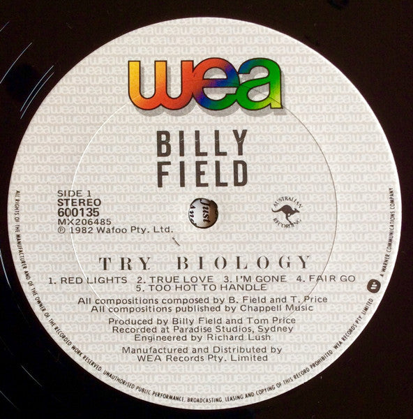 Billy Field – Try Biology LP vinyl record, image 7 of 8