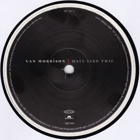 Van Morrison – Days Like This LP vinyl record, image 4 of 6