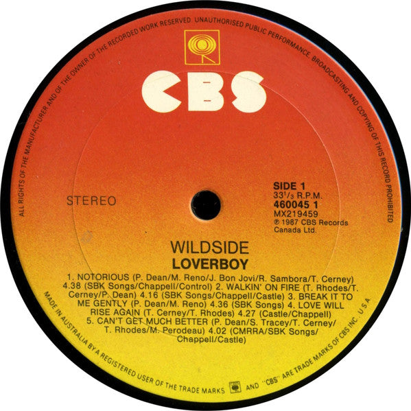Loverboy – Wildside LP vinyl record, image 3 of 6