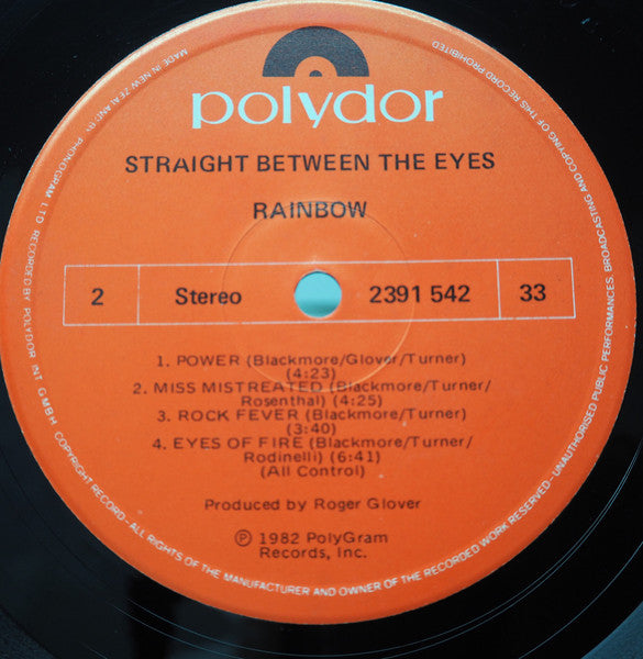 Rainbow – Straight Between The Eyes LP vinyl record, image 4 of 5