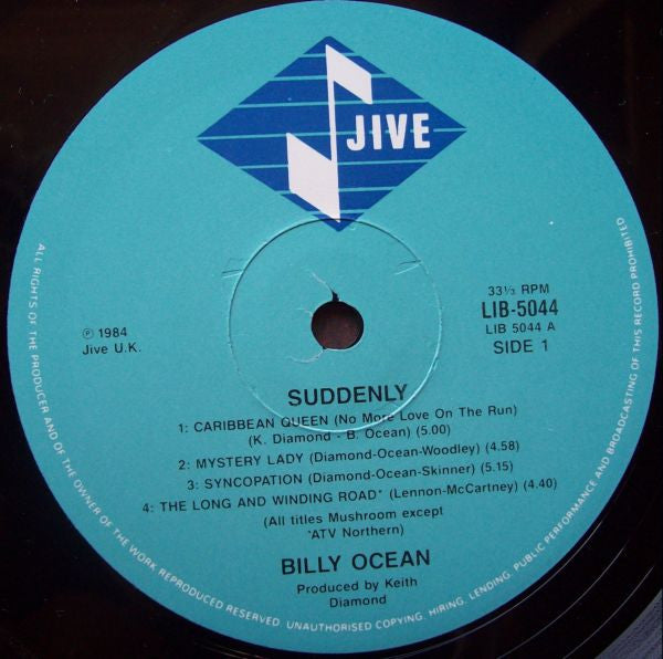 Billy Ocean – Suddenly LP vinyl record, image 3 of 4