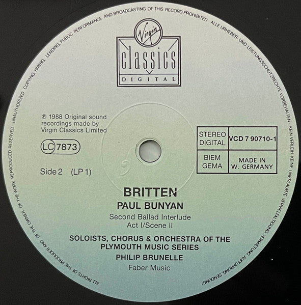 Benjamin Britten, Philip Brunelle, The Plymouth Music Series – Paul Bunyan (2xLP) LP vinyl record, image 4 of 10