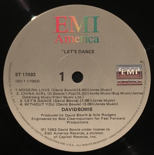 David Bowie – Let's Dance LP vinyl record, image 3 of 6