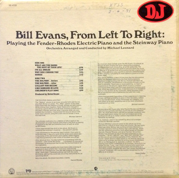 Bill Evans – From Left To Right LP vinyl record, image 2 of 4