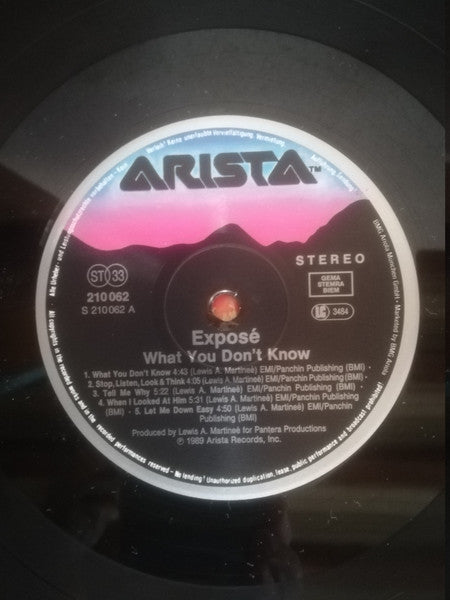 Exposé – What You Don't Know LP vinyl record, image 5 of 5