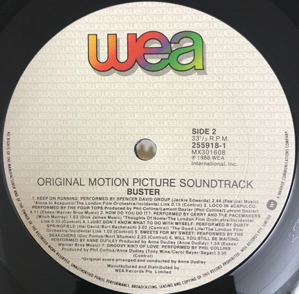 Various – Buster - Original Motion Picture Soundtrack LP vinyl record, image 4 of 4