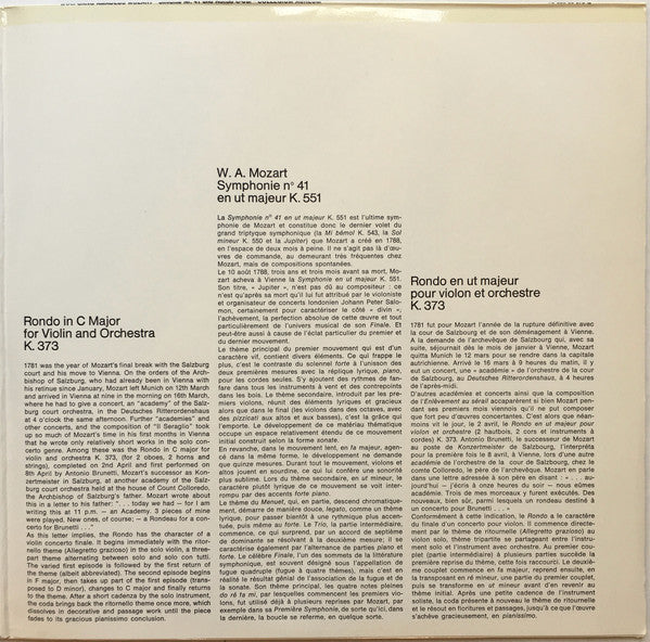 Wolfgang Amadeus Mozart, Collegium Aureum, Franzjosef Maier – Sinfonie Nr. 41 C-Dur KV 551 'Jupiter' · Rondo C-Dur KV 373 LP vinyl record, image 3 of 6