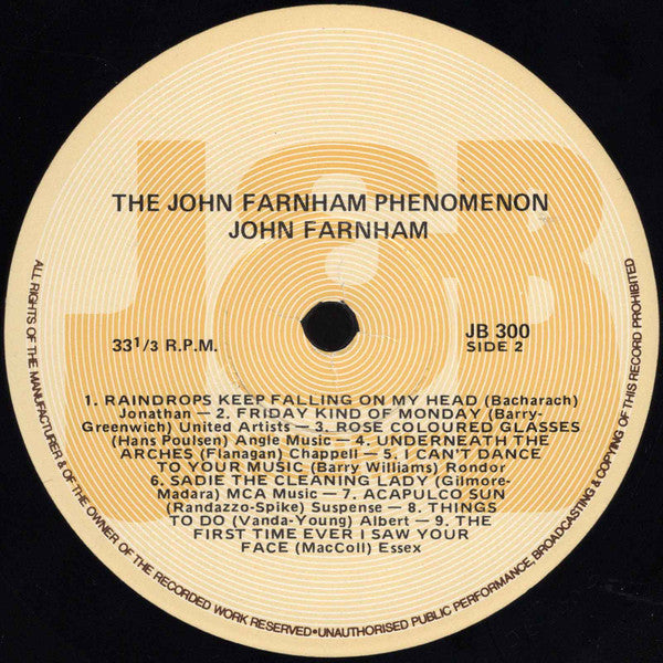 John Farnham – The John Farnham Phenomenon (18 Farnham Classics) LP vinyl record, image 4 of 4