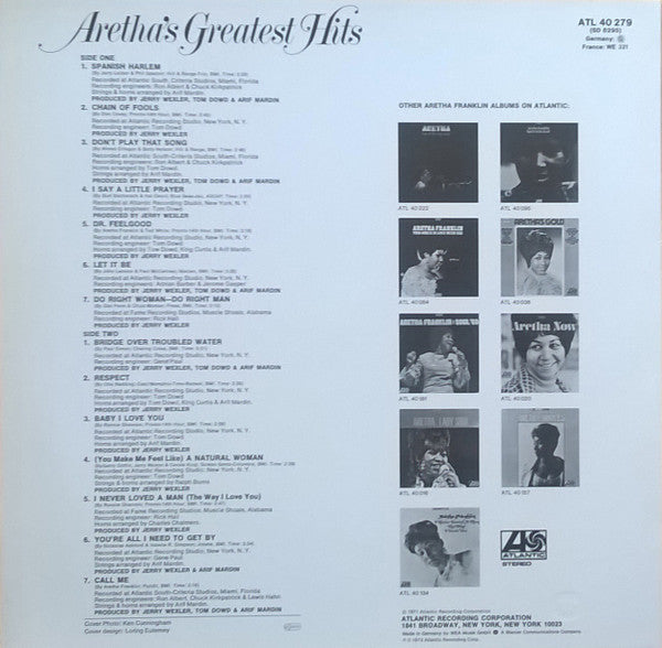 Aretha Franklin – Aretha's Greatest Hits LP vinyl record, image 2 of 4
