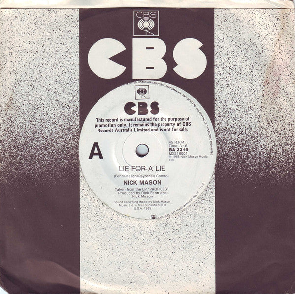 Nick Mason – Lie For A Lie 7" vinyl record, image 1 of 4