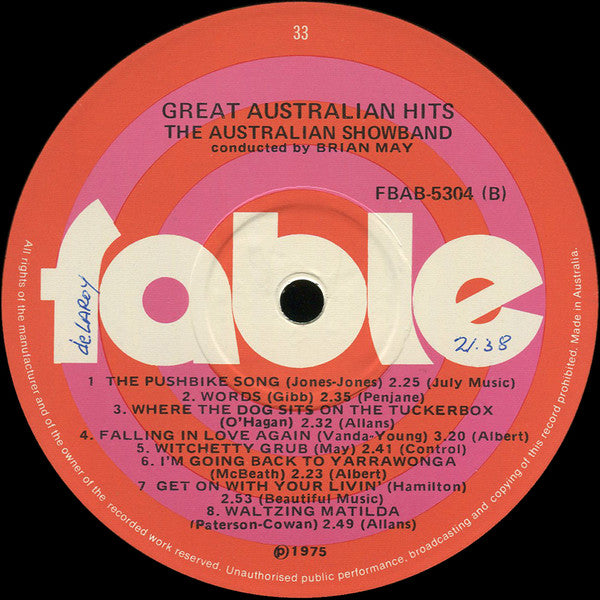 The Australian Showband – Great Australian Hits LP vinyl record, image 4 of 4