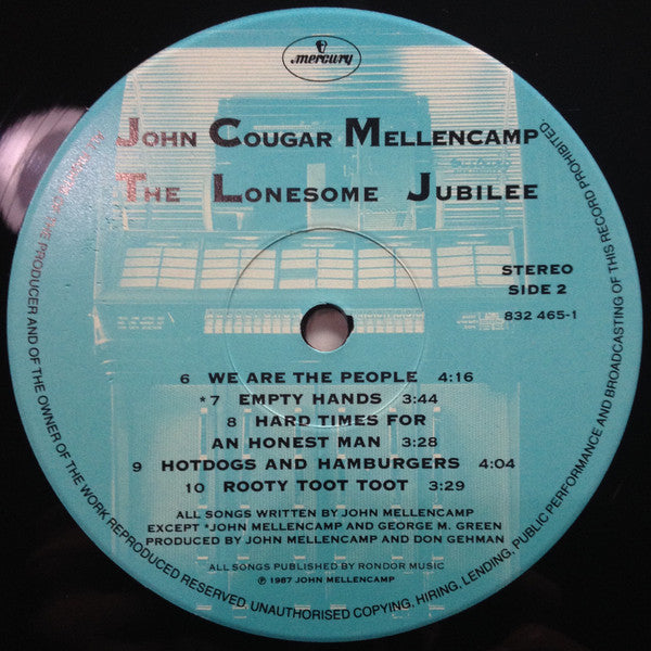 John Cougar Mellencamp – The Lonesome Jubilee LP vinyl record, image 8 of 8