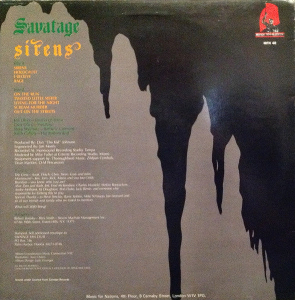 Savatage – Sirens LP vinyl record, image 2 of 5
