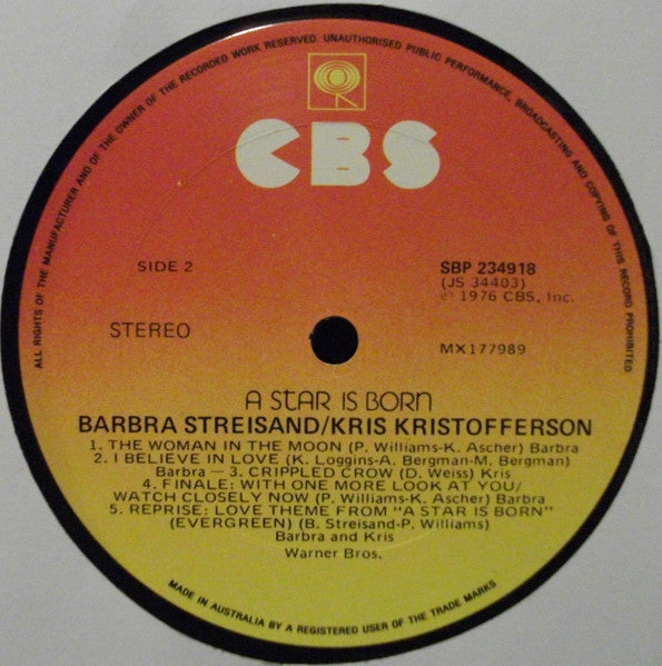 Barbra Streisand, Kris Kristofferson – A Star Is Born LP vinyl record, image 5 of 7