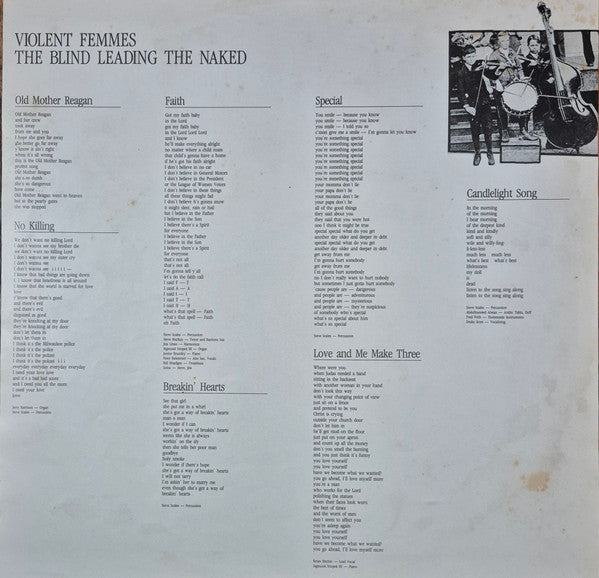 Violent Femmes – The Blind Leading The Naked LP vinyl record, image 3 of 6