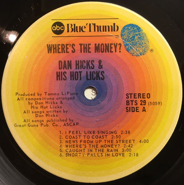 Dan Hicks And His Hot Licks – Where's The Money? LP vinyl record, image 5 of 10