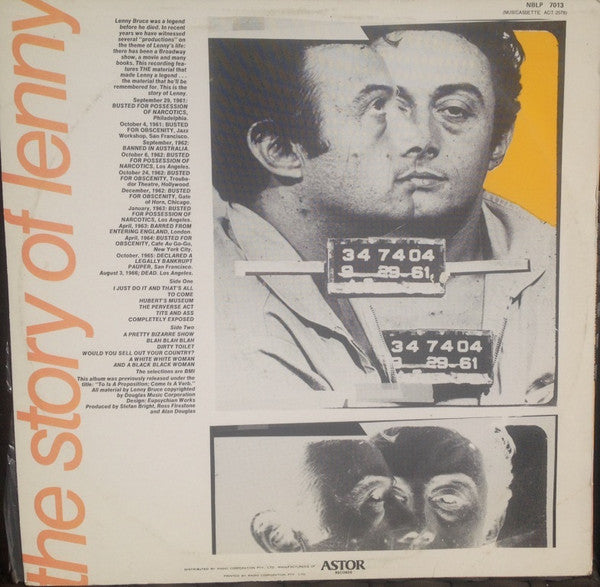 Lenny Bruce – The Story Of Lenny (What I Was Arrested For) LP vinyl record, image 2 of 4