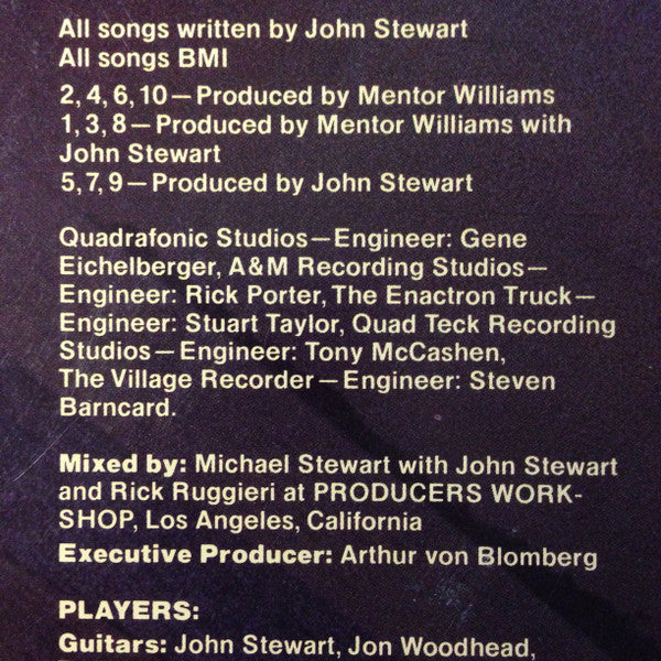 John Stewart – Fire In The Wind LP vinyl record, image 3 of 7