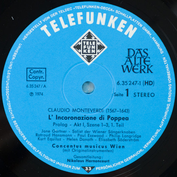 Claudio Monteverdi, Helen Donath, Elisabeth Söderström, Cathy Berberian, Paul Esswood, Concentus Musicus Wien, Nikolaus Harnoncourt – Die Krönung Der Poppea (5xLP) LP vinyl record, image 3 of 10