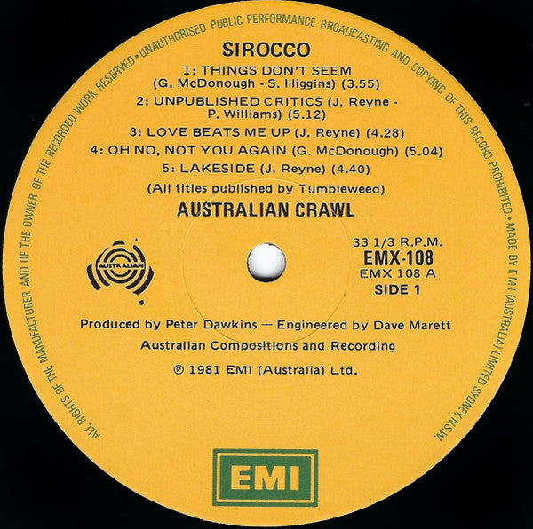 Australian Crawl – Sirocco LP vinyl record, image 5 of 6
