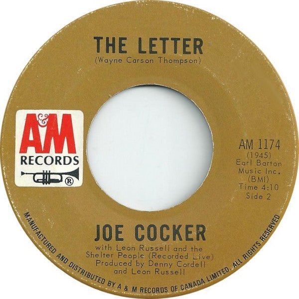 Joe Cocker, Leon Russell, The Shelter People – Space Captain / The Letter 7" vinyl record, image 2 of 2