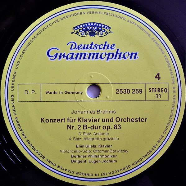 Johannes Brahms, Emil Gilels, Berliner Philharmoniker, Eugen Jochum – Die Klavierkonzerte • The Piano Concertos • Les Concertos Pour Piano (2xLP) LP vinyl record, image 6 of 10