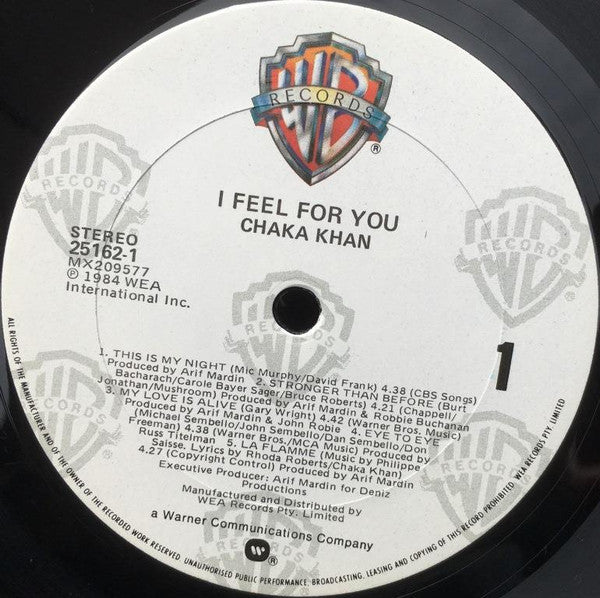 Chaka Khan – I Feel For You LP vinyl record, image 3 of 4