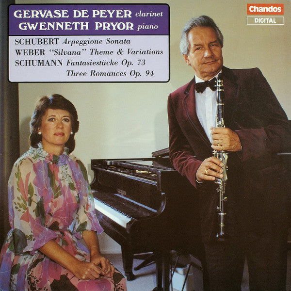 Gervase De Peyer, Gwenneth Pryor, Franz Schubert, Carl Maria Von Weber, Robert Schumann – Arpeggione Sonata / "Silvana" Theme & Variations / Fantasiestücke Op. 73 - Three Romances LP vinyl record, image 1 of 4
