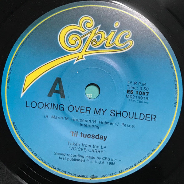'Til Tuesday – Looking Over My Shoulder 7" vinyl record, image 3 of 4