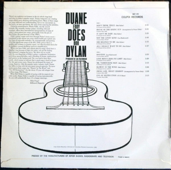 Duane Eddy – Duane Eddy Does Bob Dylan LP vinyl record, image 2 of 4