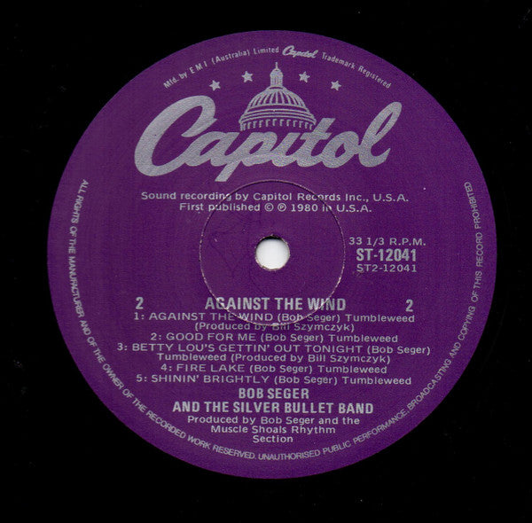 Bob Seger And The Silver Bullet Band – Against The Wind LP vinyl record, image 4 of 6