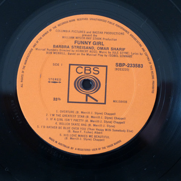 Jule Styne, Barbra Streisand, Omar Sharif – Funny Girl (The Original Sound Track Recording) LP vinyl record, image 4 of 5