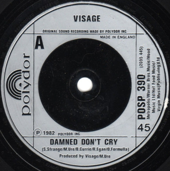 Visage – Damned Don't Cry 7" vinyl record, image 1 of 4