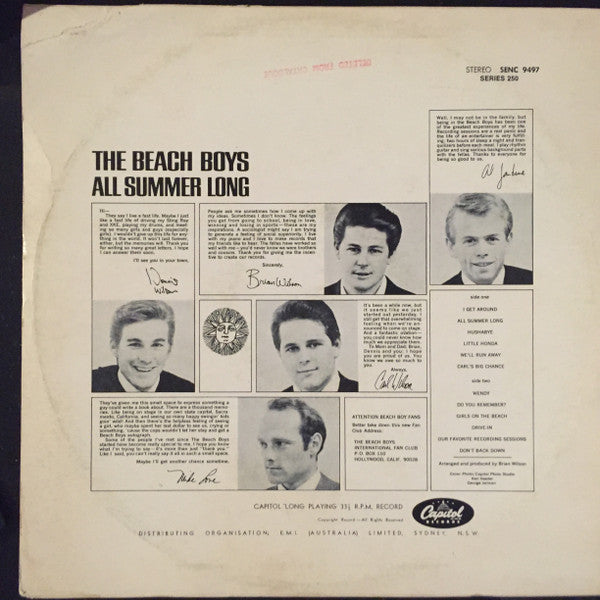 The Beach Boys – All Summer Long LP vinyl record, image 2 of 4