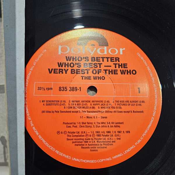 The Who – Who's Better, Who's Best LP vinyl record, image 3 of 3