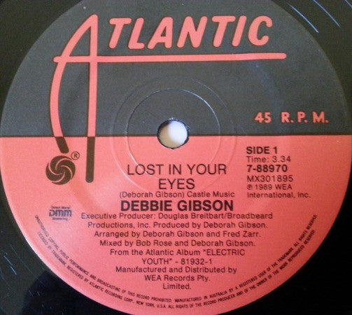 Debbie Gibson – Lost In Your Eyes 7" vinyl record, image 3 of 4