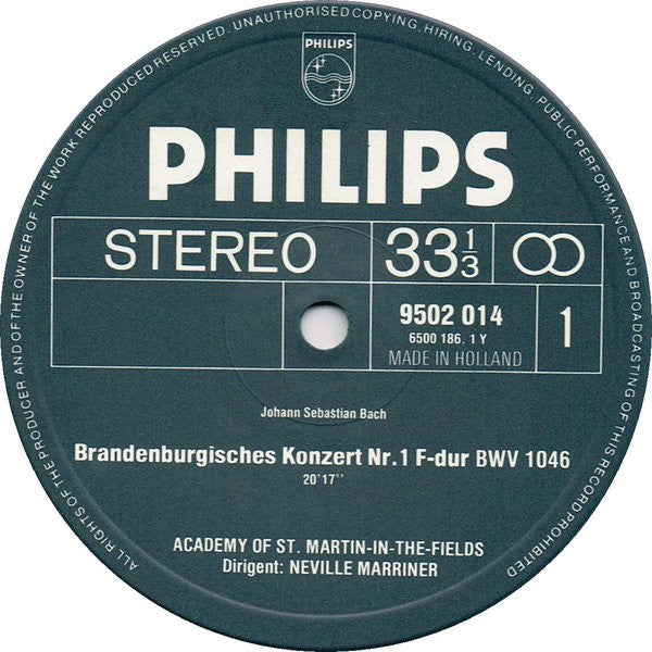 Johann Sebastian Bach, The Academy Of St. Martin-in-the-Fields, Sir Neville Marriner – Brandenburgische Konzerte 1-2-6 LP vinyl record, image 3 of 6