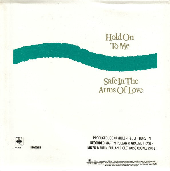 The Black Sorrows – Hold On To Me 7" vinyl record, image 2 of 4