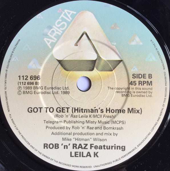 Rob 'N' Raz, Leila K – Got To Get 7" vinyl record, image 4 of 4