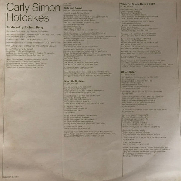 Carly Simon – Hotcakes LP vinyl record, image 7 of 8