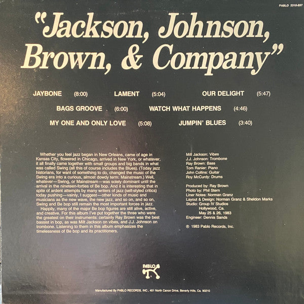 Milt Jackson, J.J. Johnson, Ray Brown – Jackson, Johnson, Brown, & Company LP vinyl record, image 2 of 4