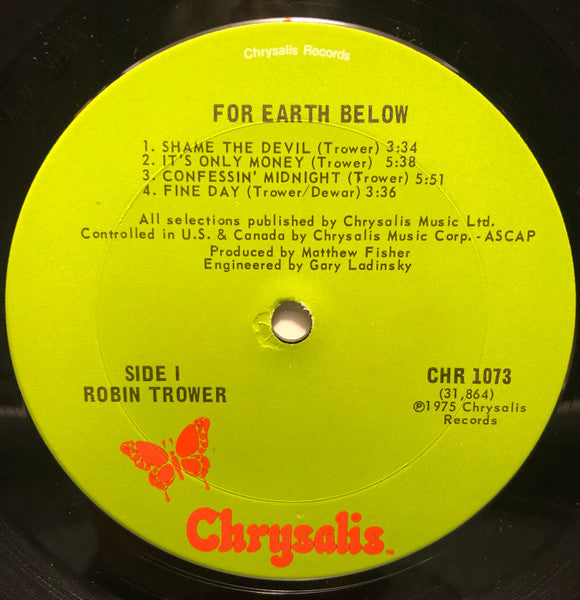 Robin Trower – For Earth Below LP vinyl record, image 3 of 4